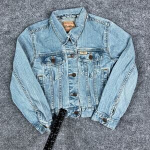 Levi Strauss‎ Jacket Girls M Blue Denim Button Front Trucker Jean Western Style